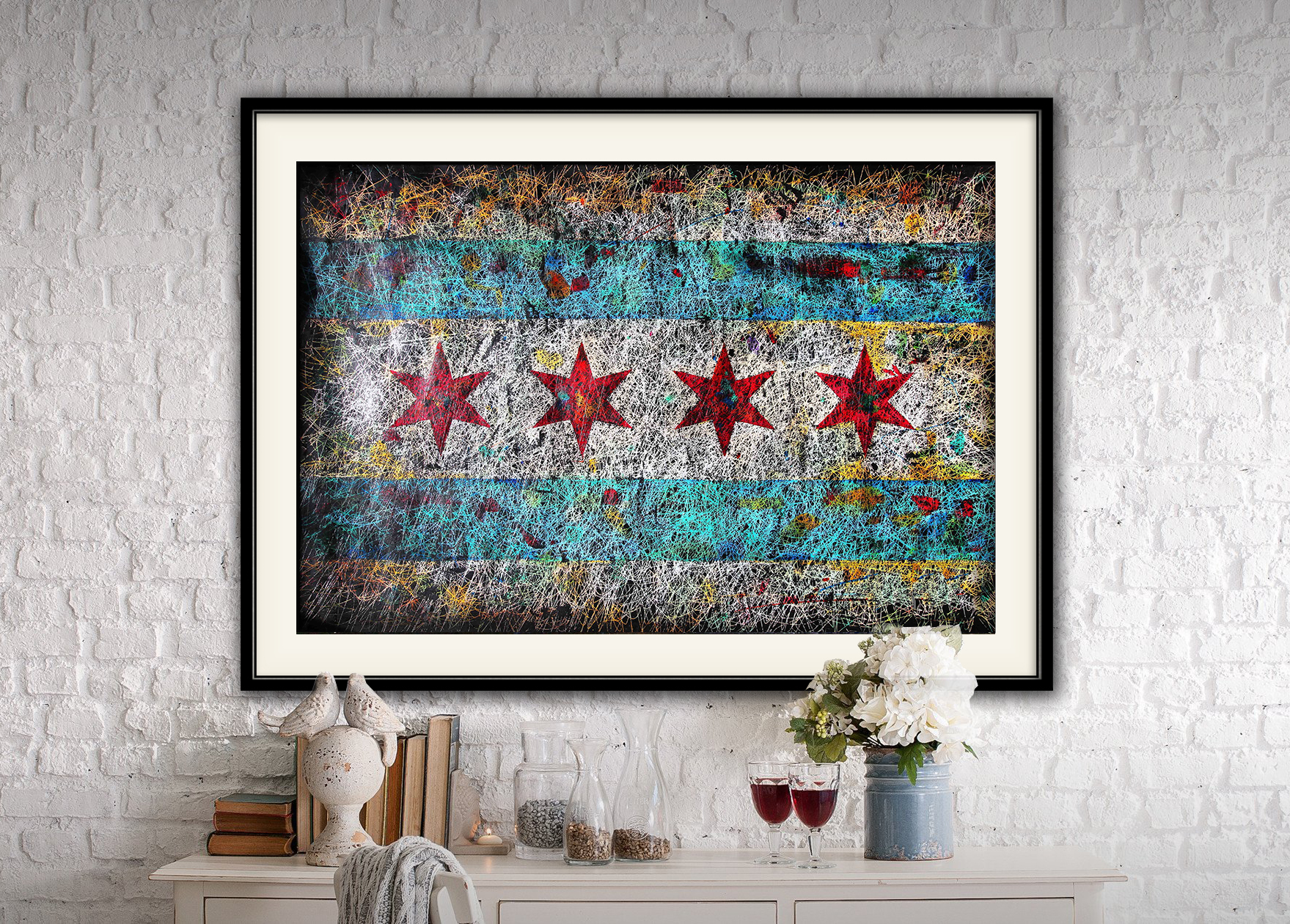1759x1260 Flag Of Chicago Wall Art Art For Loft - Chicago Flag Painting