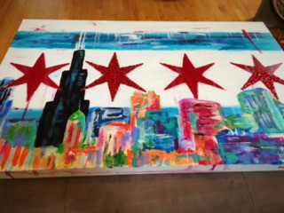 320x240 Original Paintings And Mixed Media Art - Chicago Flag Painting