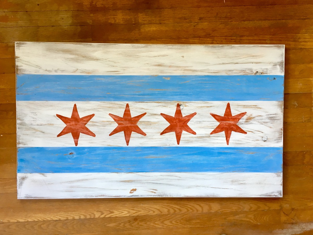 1200x900 Plank Chicago Flag - Chicago Flag Painting