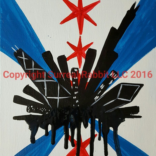 646x646 Byob Tacos Amp Painting Graffiti Surreal Rabbit - Chicago Flag Painting