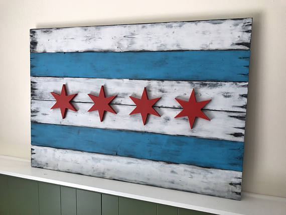 570x428 Rustic Wood Chicago Flag - Chicago Flag Painting