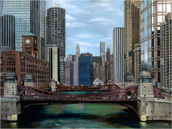570x426 Chicago Oil Painting 24x18in Giclee Print - Chicago Oil Painting