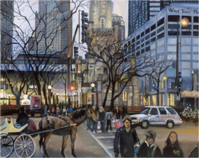 680x540 Michigan Ave Chicago Oil Painting - Chicago Oil Painting