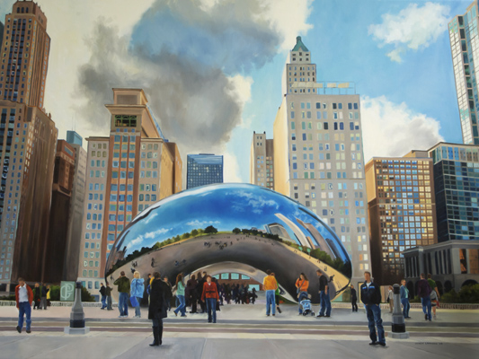 533x400 Chicago's Bean - Chicago Oil Painting