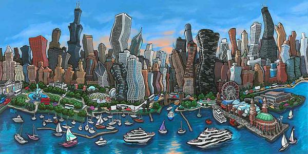 600x300 Chicago Skyline - Chicago Painting