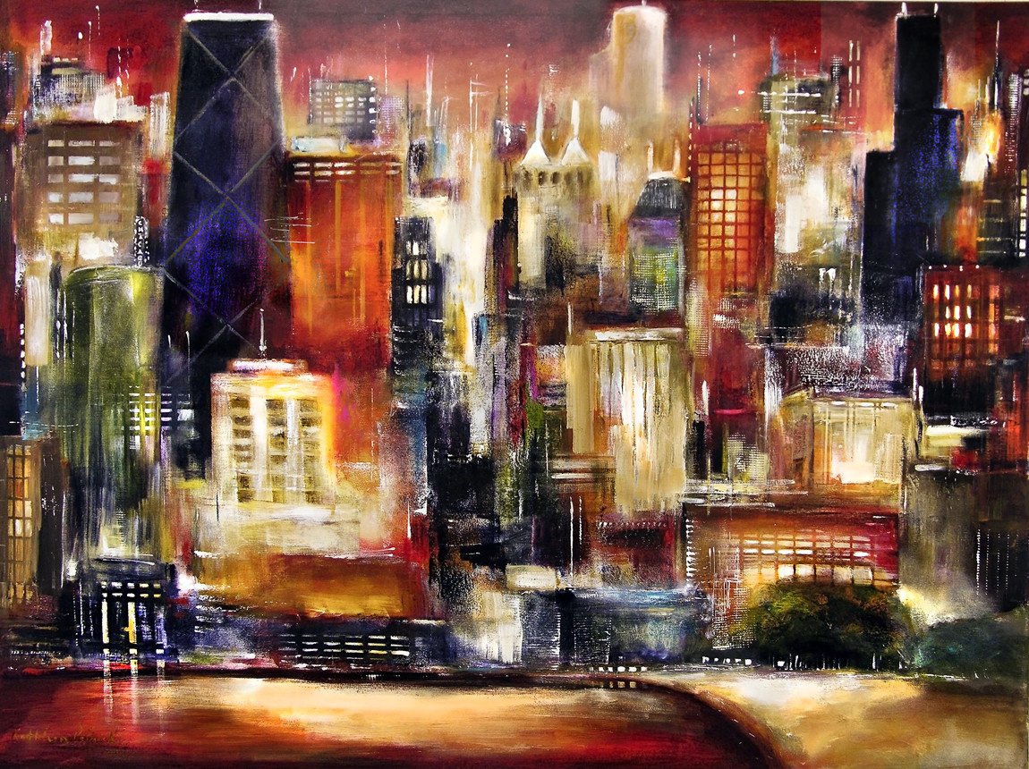 1150x860 Chicago Skyline Art Painting Print - Chicago Painting