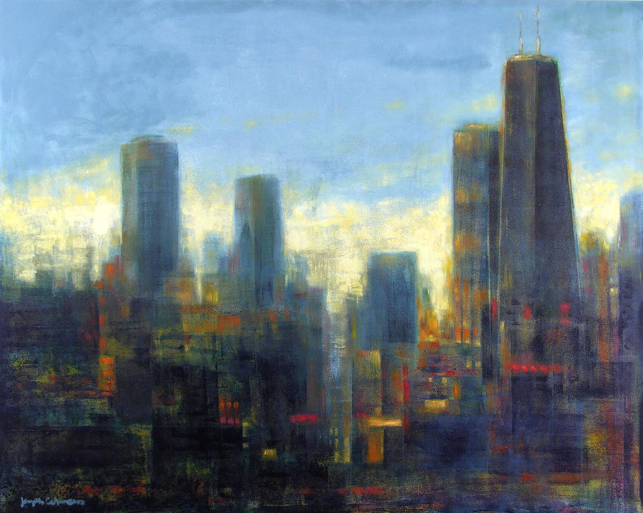900x718 Chicago Sunset View Painting By Joseph Catanzaro - Chicago Painting
