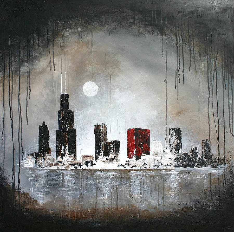900x892 Film Noir Chicago Painting By Germaine Fine Art - Chicago Painting