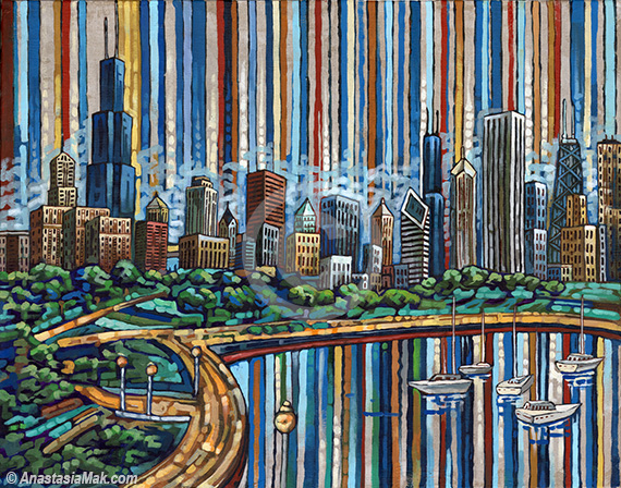 570x448 Summer In Chicago Painting - Chicago Painting