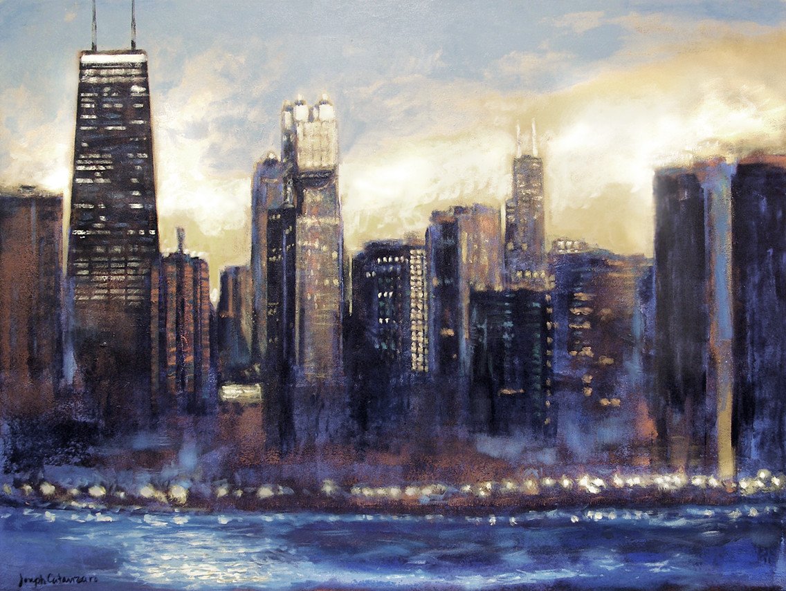 1136x855 Chicago Skyline Canvas Print Artist Enhanced 36 X 48 - Chicago Skyline Canvas Painting