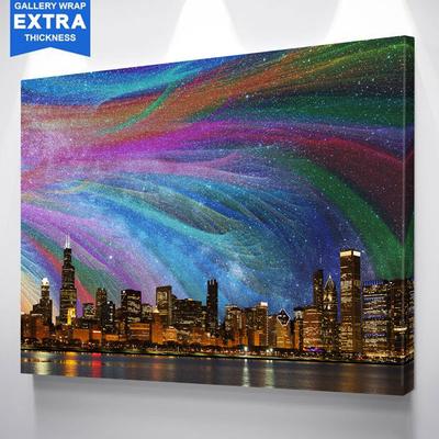 400x400 Color Abstract Chicago Skyline Canvas - Chicago Skyline Canvas Painting