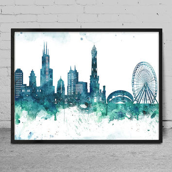 354x354 Gorgeous Design Chicago Wall Art Small Home Decor Inspiration - Chicago Skyline Canvas Painting