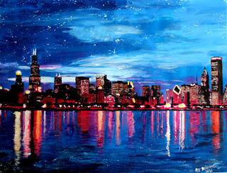 320x244 Chicago Skyline - Chicago Skyline Painting
