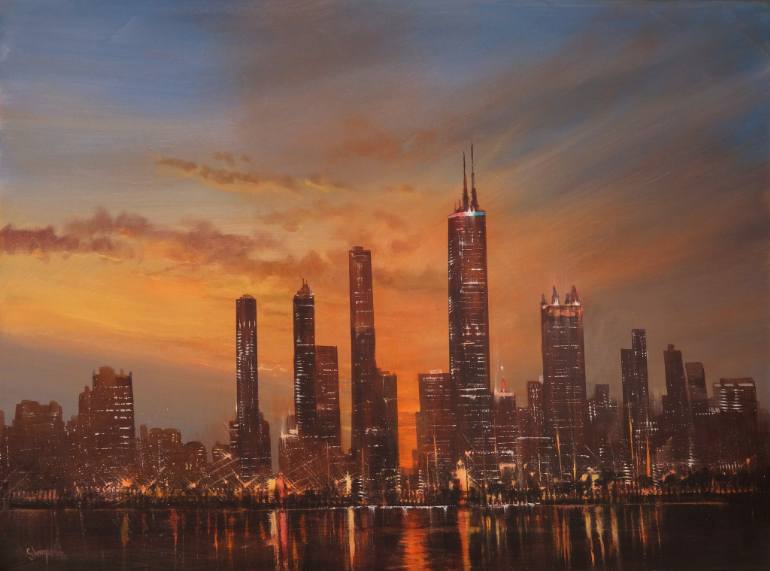 770x571 Saatchi Art Chicago Skyline - Chicago Skyline Painting