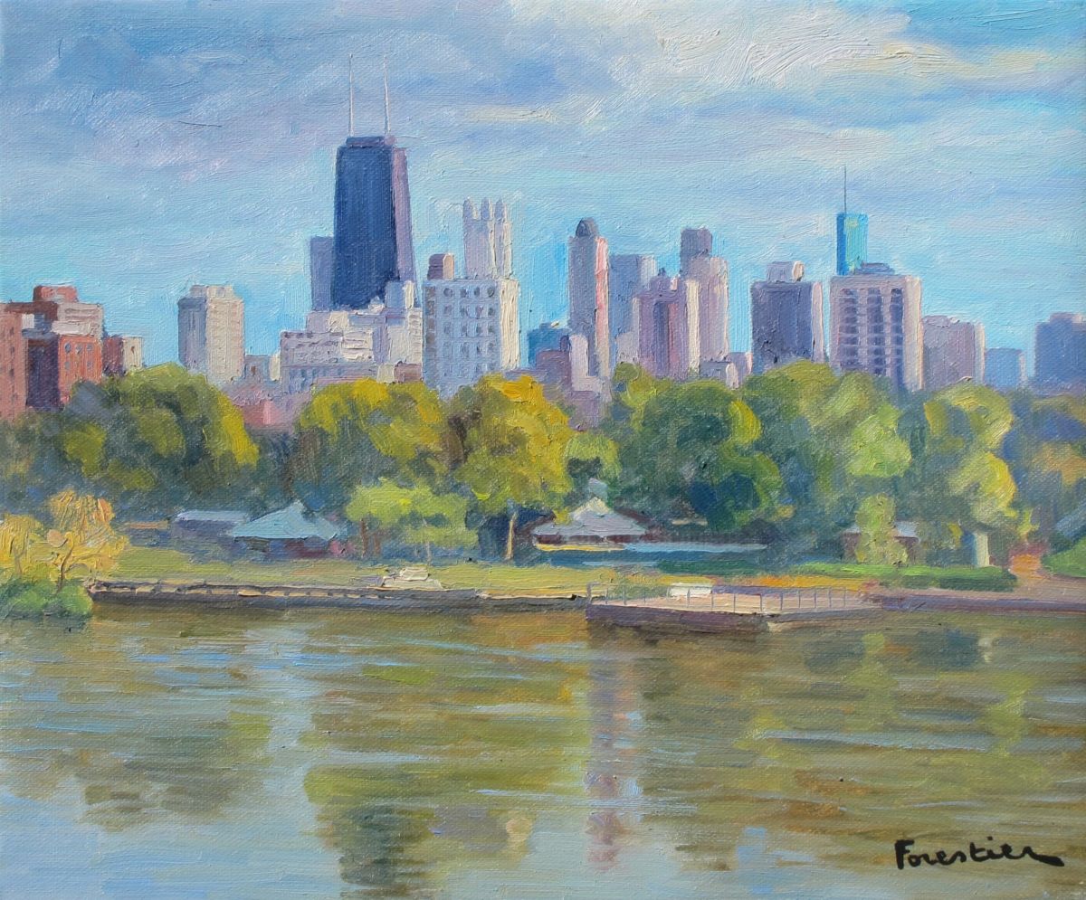 1200x995 The Chicago Skyline (Marc Forestier) - Chicago Skyline Painting