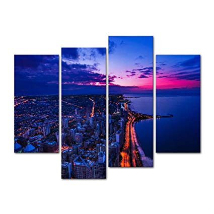 425x425 Canvas Print Wall Art Painting For Home Decor Chicago - Chicago Skyline Painting