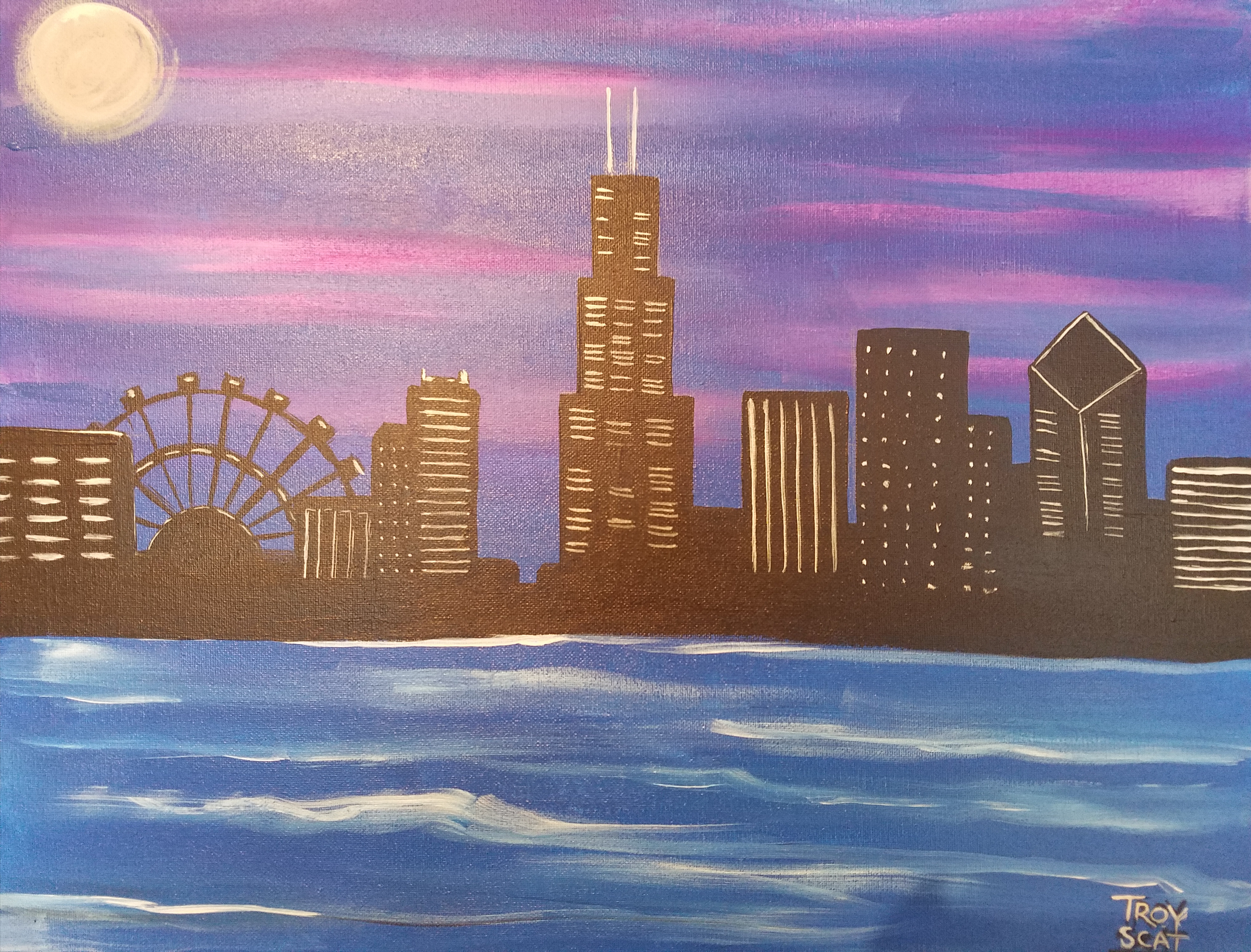 3972x3024 Vip Paints Byob Painting And Wine Painting Classes Private - Chicago Skyline Painting