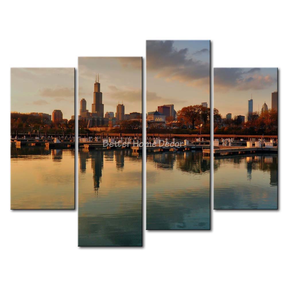 1000x1000 Wall Art Designs Chicago Wall Art 3 Piece Wall Art Painting - Chicago Skyline Painting
