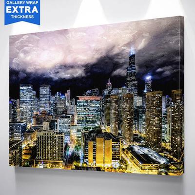 400x400 Bright Chicago Skyline Painting Canvas - Chicago Skyline Painting