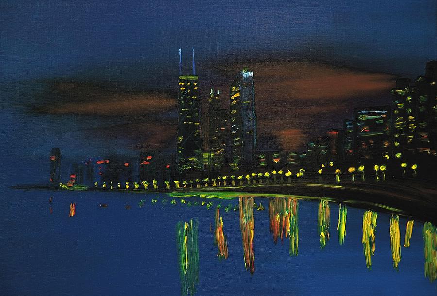 900x610 Chicago Impressionism Skyline Painting By Gregory Allen Page - Chicago Skyline Painting