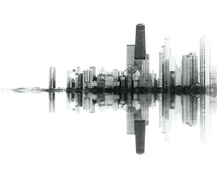 720x576 Chicago Skyline Painting A By Mick Abstract Edubay - Chicago Skyline Painting Abstract