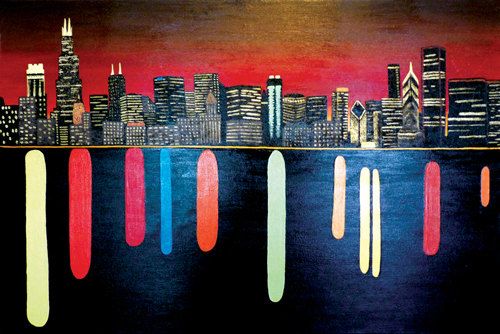 500x334 Chicago Skyline - Chicago Skyline Painting Abstract