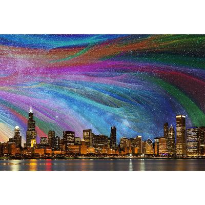 400x400 Color Abstract Chicago Skyline Wall Graphic - Chicago Skyline Painting Abstract