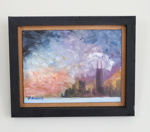 498x439 All Is Not Quiet. Chicago Skyline (Original Oil Painting) - Chicago Skyline Painting Abstract