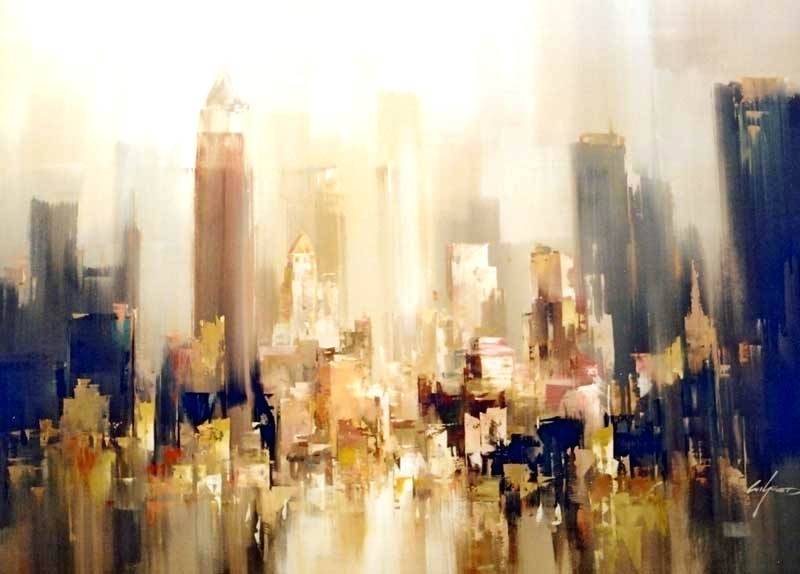 800x574 Skyline Paintings Chicago Canvas For Sale London Nyc - Chicago Skyline Painting Abstract
