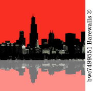 182x179 Art Print Of Chicago Skyline Barewalls Posters Amp Prints Bwc5757203 - Chicago Skyline Painting Abstract