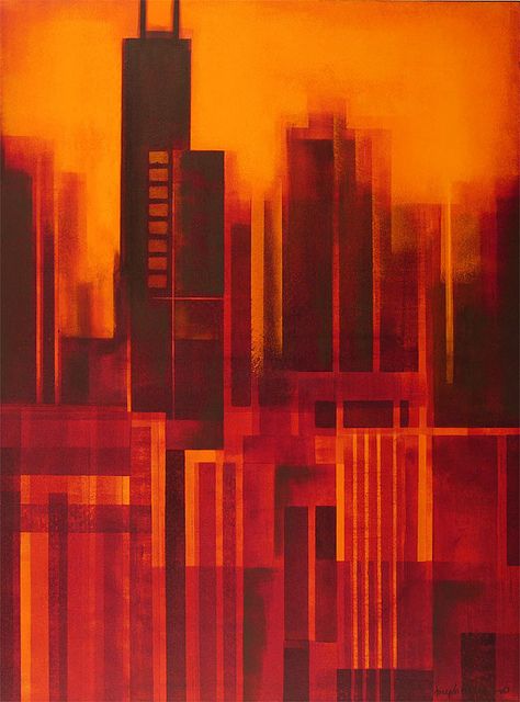 474x640 Chicago - Chicago Skyline Painting Abstract