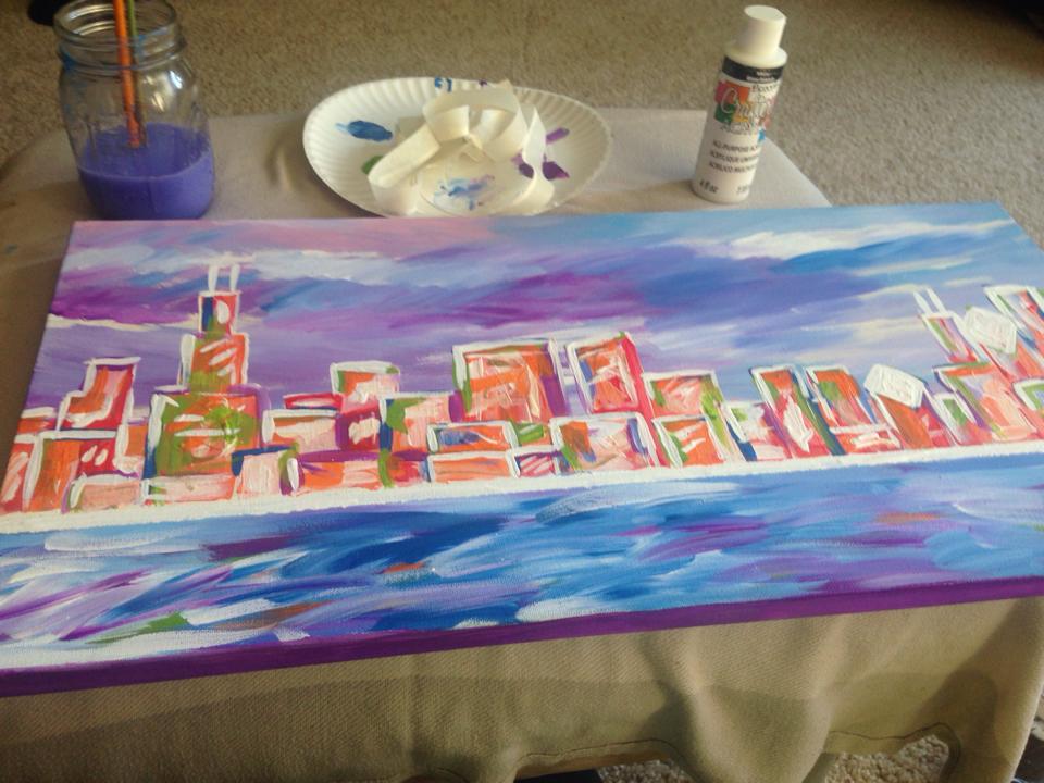 960x720 Chicago Abstract Skyline - Chicago Skyline Painting Abstract