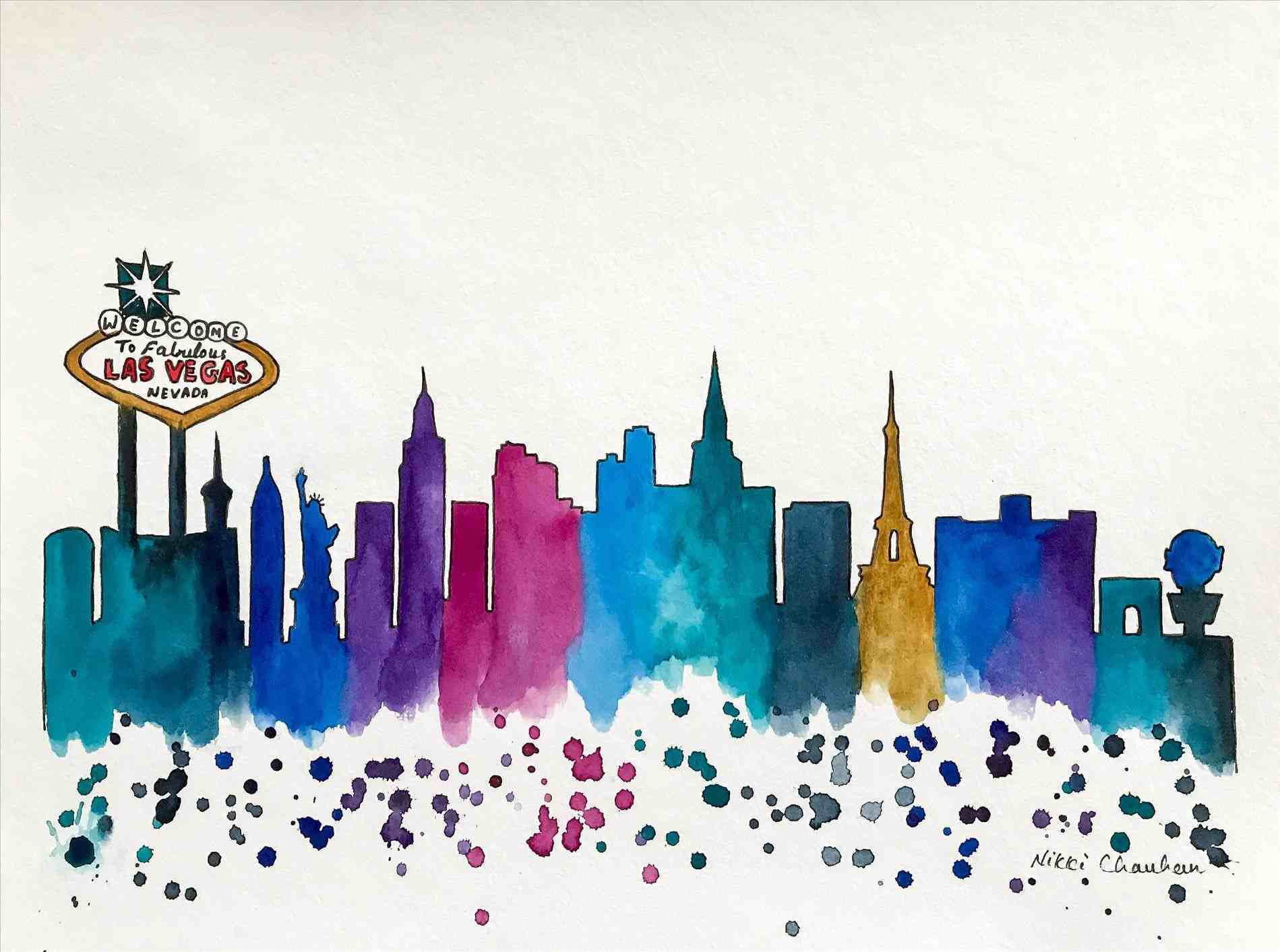 Chicago Skyline Silhouette Painting