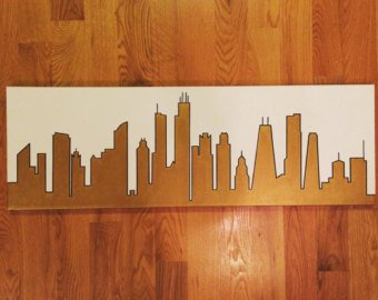 340x270 Chicago Skyline Silhouette Painting 12 X 36 - Chicago Skyline Silhouette Painting