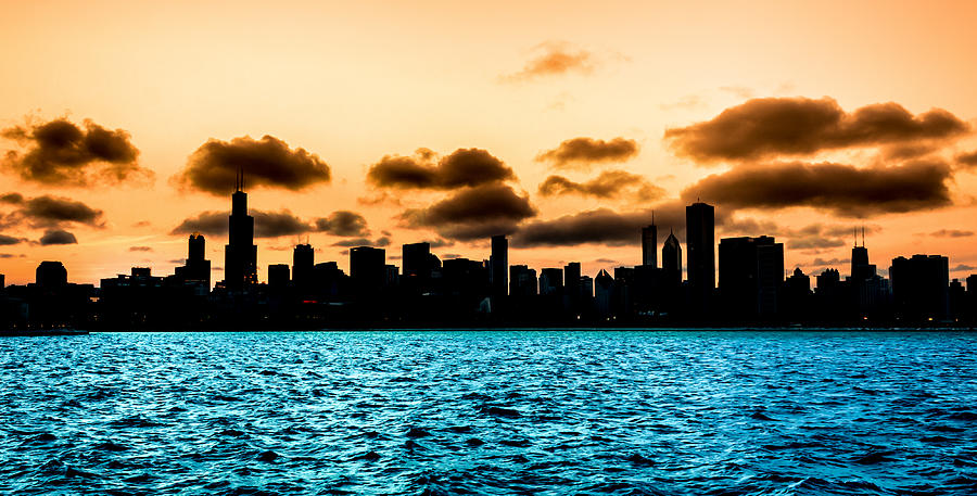 900x457 Chicago Skyline Silhouette Photograph By Semmick Photo - Chicago Skyline Silhouette Painting