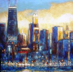 236x234 Gallery Paintings Of Chicago Skyline, - Chicago Skyline Silhouette Painting