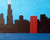 170x135 Items Similar To Chicago Skyline Silhouette Original Abstract - Chicago Skyline Silhouette Painting