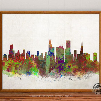 354x354 Shop City Skyline Painting On Wanelo - Chicago Skyline Silhouette Painting