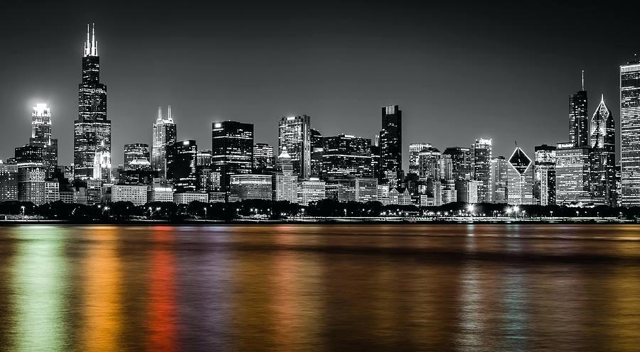 900x496 Chicago Skyline Canvas Skyline Silhouette Canvas Painting By - Chicago Skyline Silhouette Painting