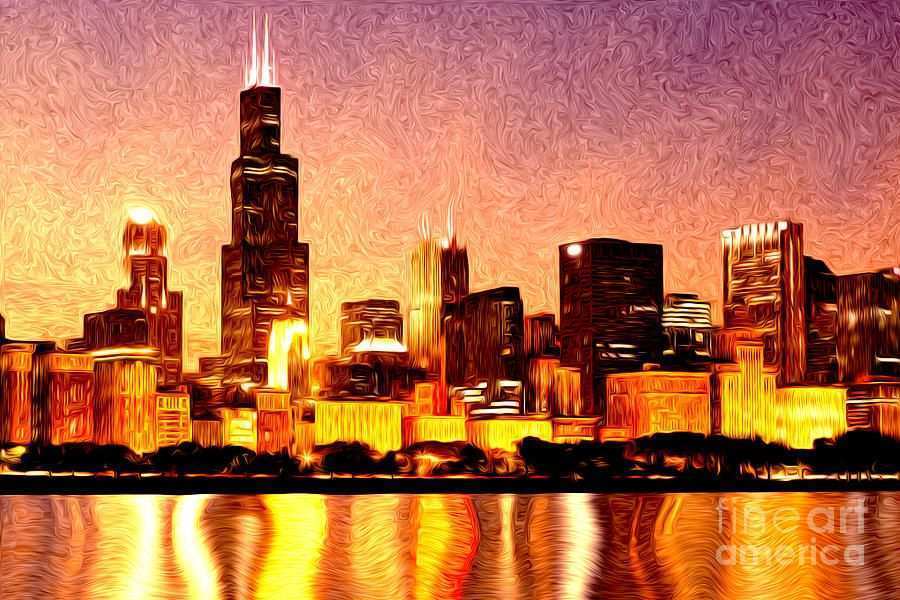 900x600 Chicago Skyline Painting Fresh Chicago Skyline Silhouette Canvas - Chicago Skyline Silhouette Painting
