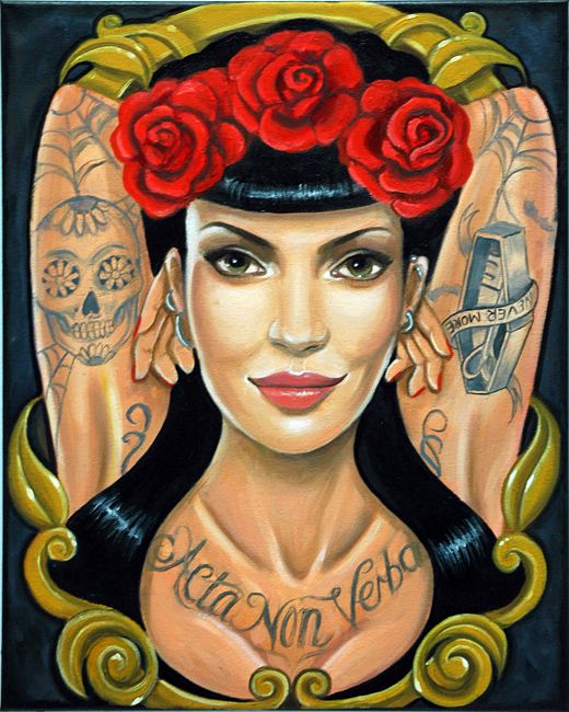 520x650 Paintings By Lisa Mcintyre Viva Latina Lisa - Chicano Painting