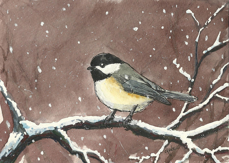 900x642 Dariana's Chickadee Painting By Christine Camp - Chickadee Painting