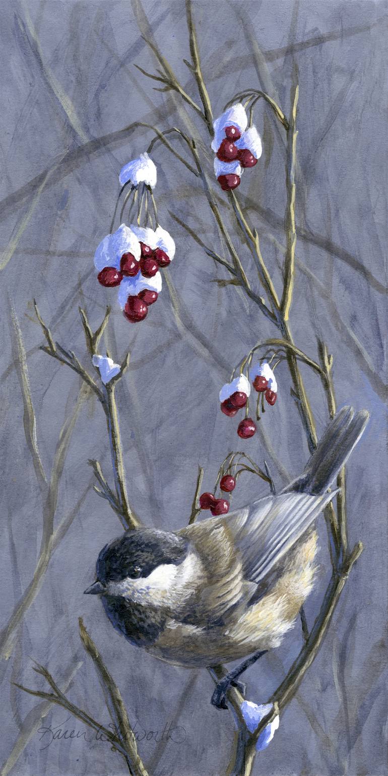 770x1540 Saatchi Art Winter Harvest 2 - Chickadee Painting