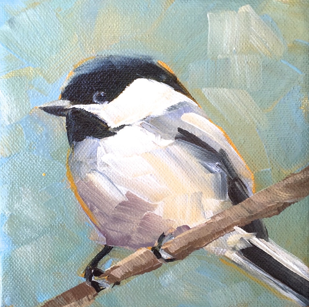 1043x1039 Bird Paintings - Chickadee Painting