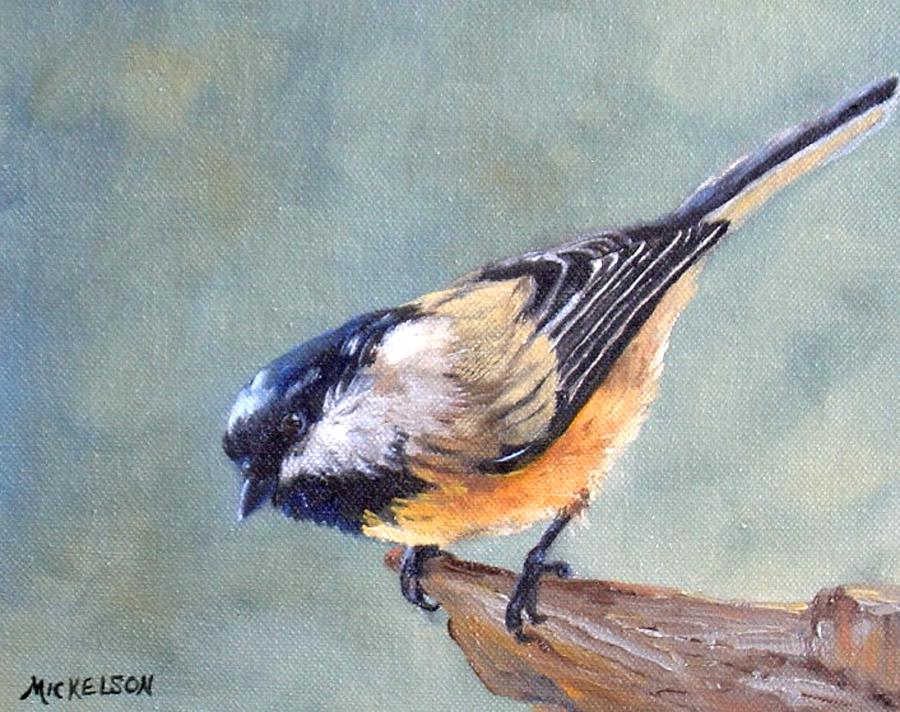 900x712 Black Capped Chickadee Painting By Debra Mickelson - Chickadee Painting
