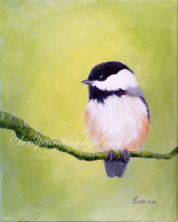 570x712 Chickadee Painting 8 X 10 Original Bird Painting Table Easel - Chickadee Painting