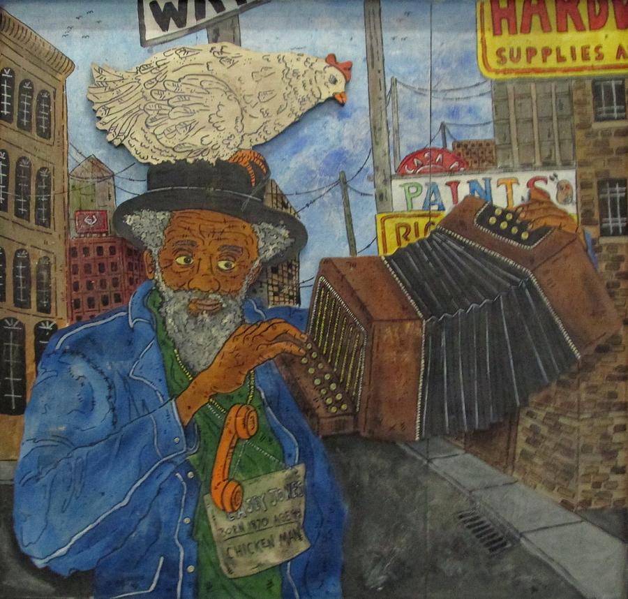 900x858 Chicken Man Of Chicago Painting By Eric Cunningham - Chicken Man Painting