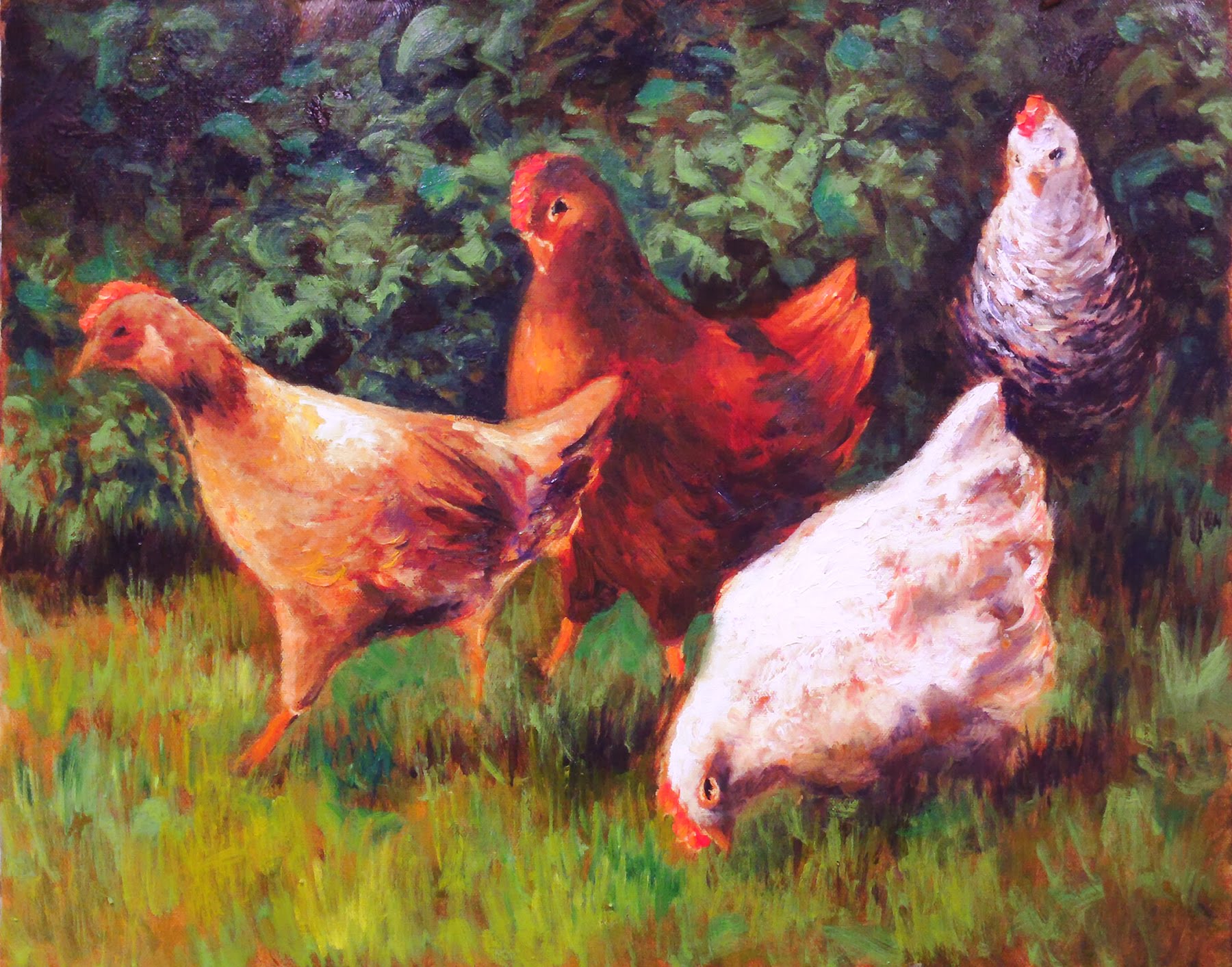 1800x1413 Chickens - Chicken Oil Painting