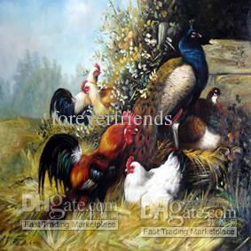 283x283 Cock And Chicken 100% Hand Painted High Quality Oil Painting - Chicken Oil Painting
