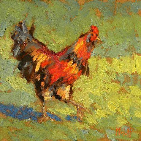 475x477 Contemporary Impressionism Rooster Chicken Oil Painting Original - Chicken Oil Painting